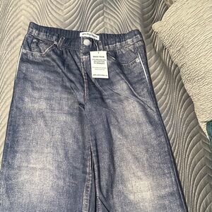 Stylish Dark Blue Wide Leg Jeans